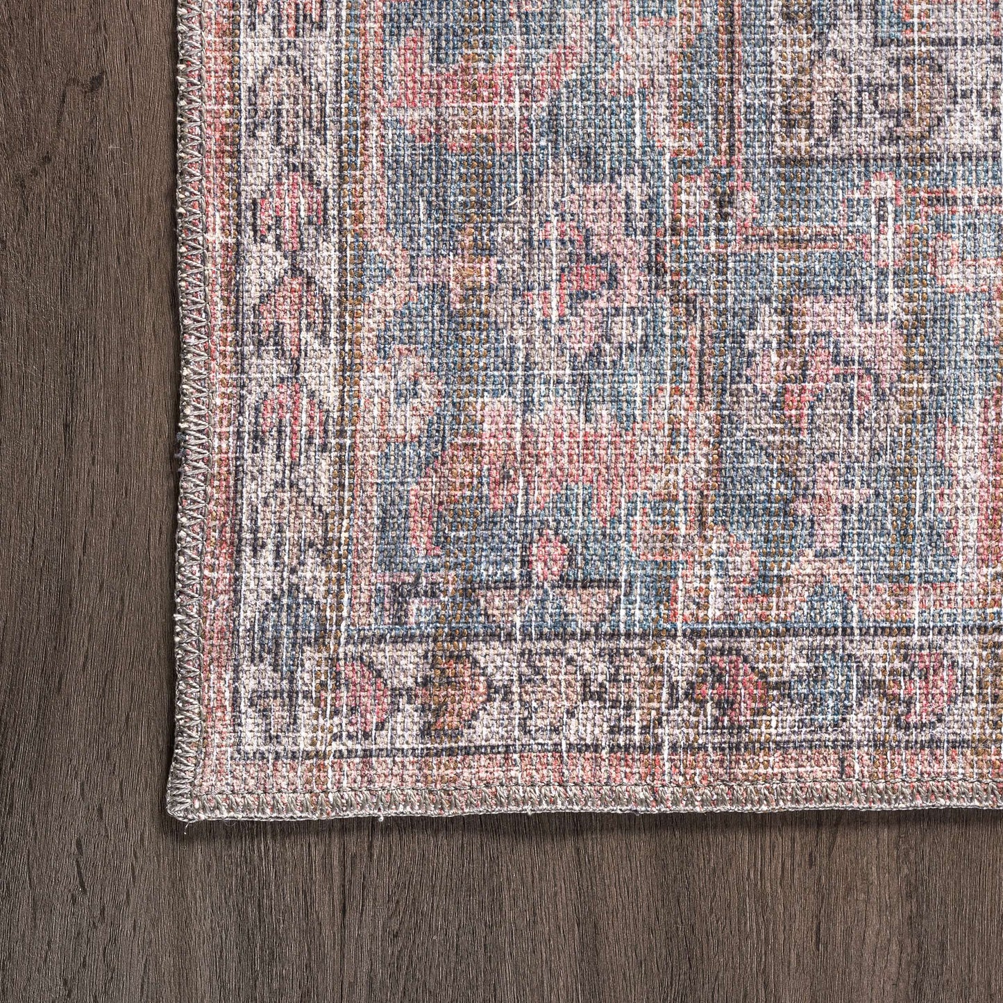Maple Machine Washable Floral Medallion Area Rug