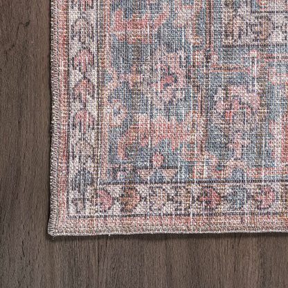 Maple Machine Washable Floral Medallion Area Rug