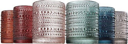 Hobnail Colored Beaded Tumbler Drinking Glasses Set of 6