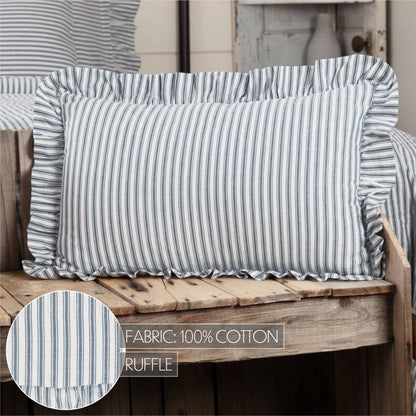Striped Blue Ruffled Throw Pillow