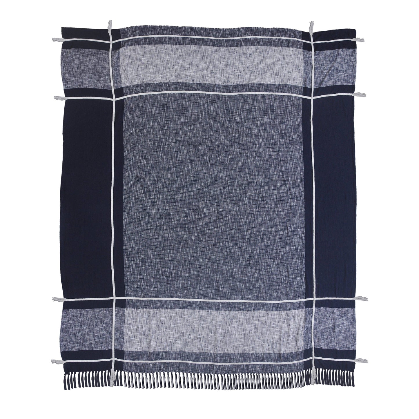 Minimal Modern Plaid Coverlet with Fringe