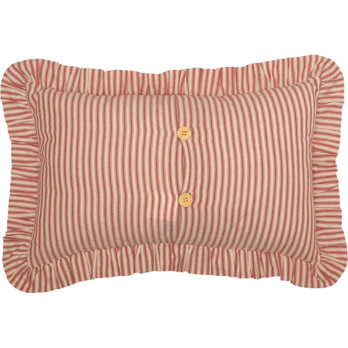 Red Ticking Stripe Ruffled Throw Pillow