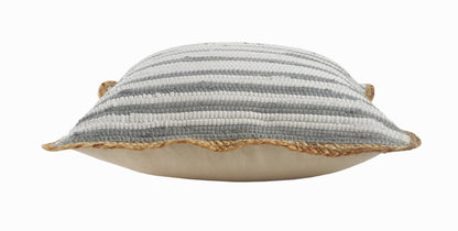 Riley Gray Striped Cotton Blend Throw Pillow