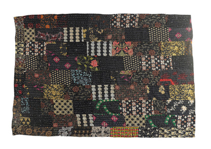 Dark Night Kantha Throw Blanket