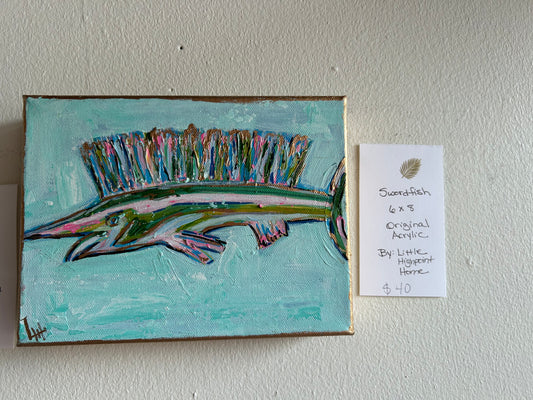 Acrylic 6" x 8" on Canvas Block- "Swordfish"